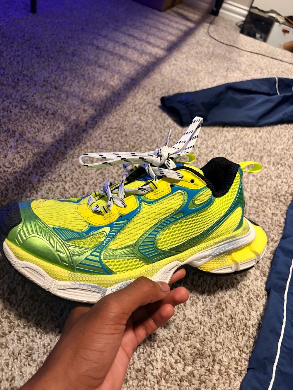 Balenciaga Neon Yellow and Blue Athletic Sneakers
